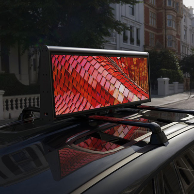 Il tetto LED del taxi P2.5 visualizza la pubblicità del tetto del taxi parteggiata doppio all'aperto di colore pieno di RGB