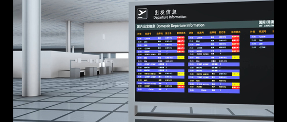Schermo di pubblicità del centro commerciale del tabellone di volo dell'aeroporto di P6 P8