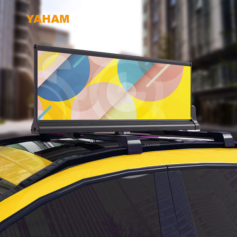 Il doppio telecomandato dello schermo della cima LED del taxi ha parteggiato pubblicità impermeabile del tetto dell'automobile di colore pieno
